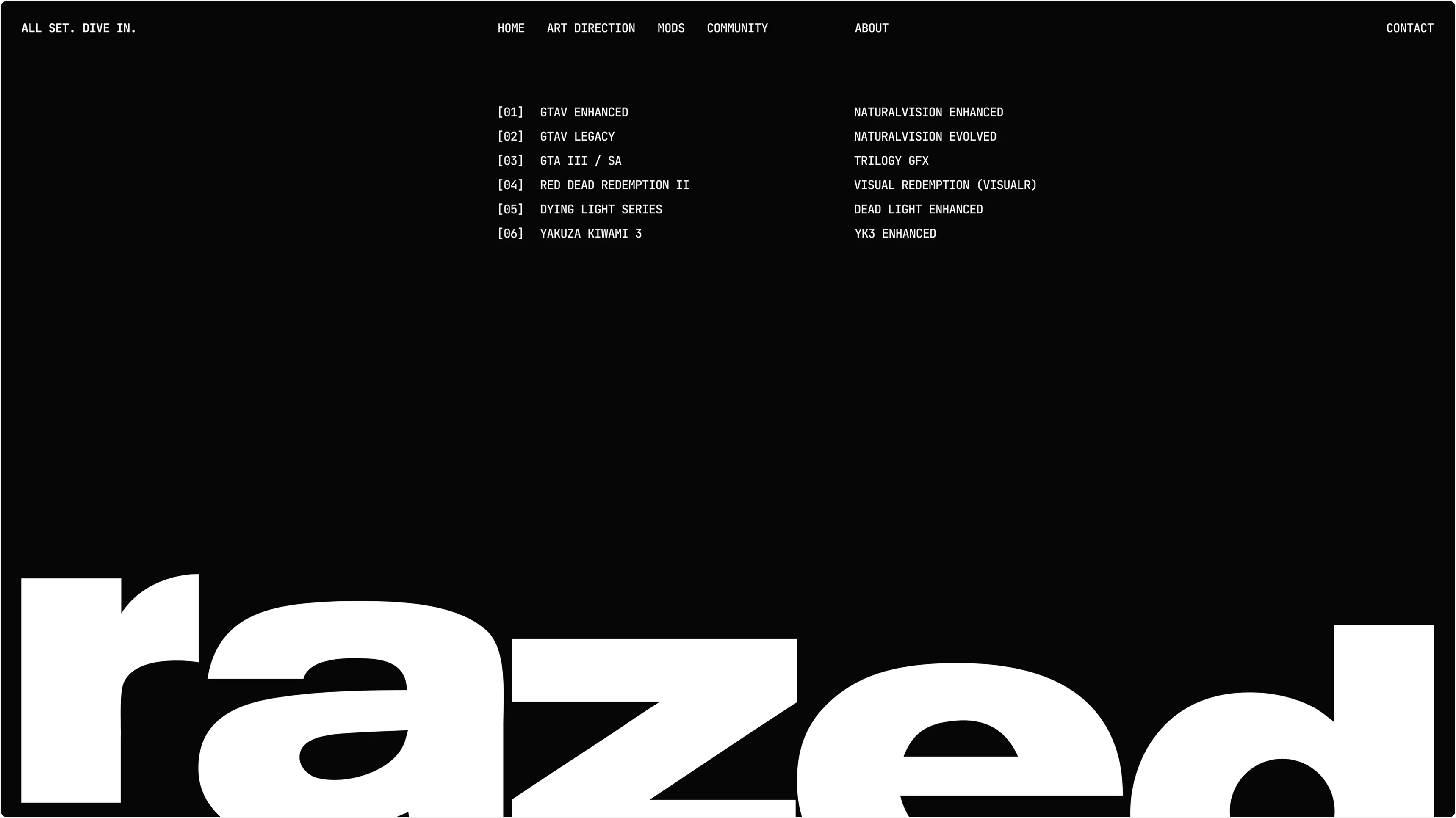 Razed Mods homepage