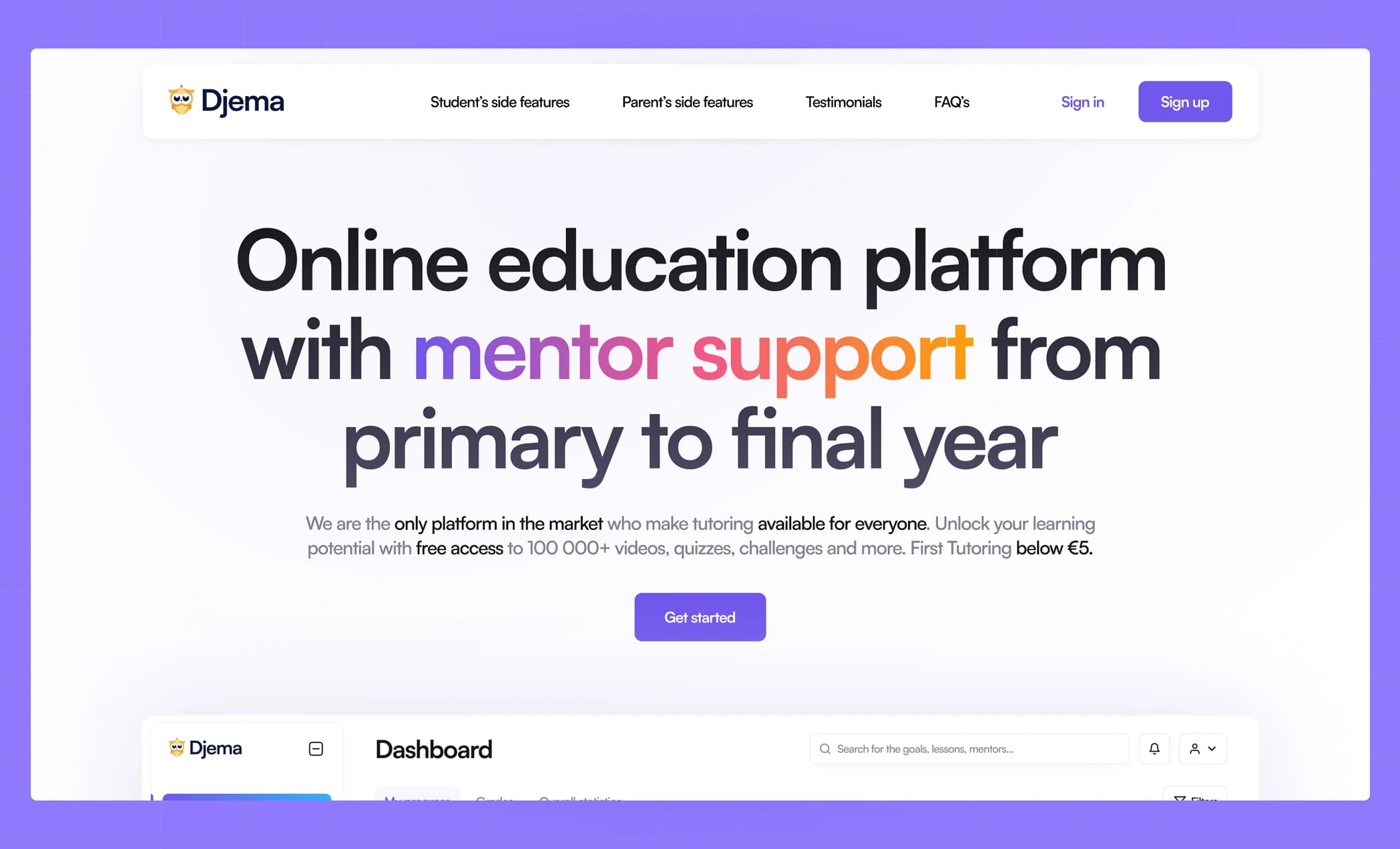 Djema. Edtech saas platform. preview
