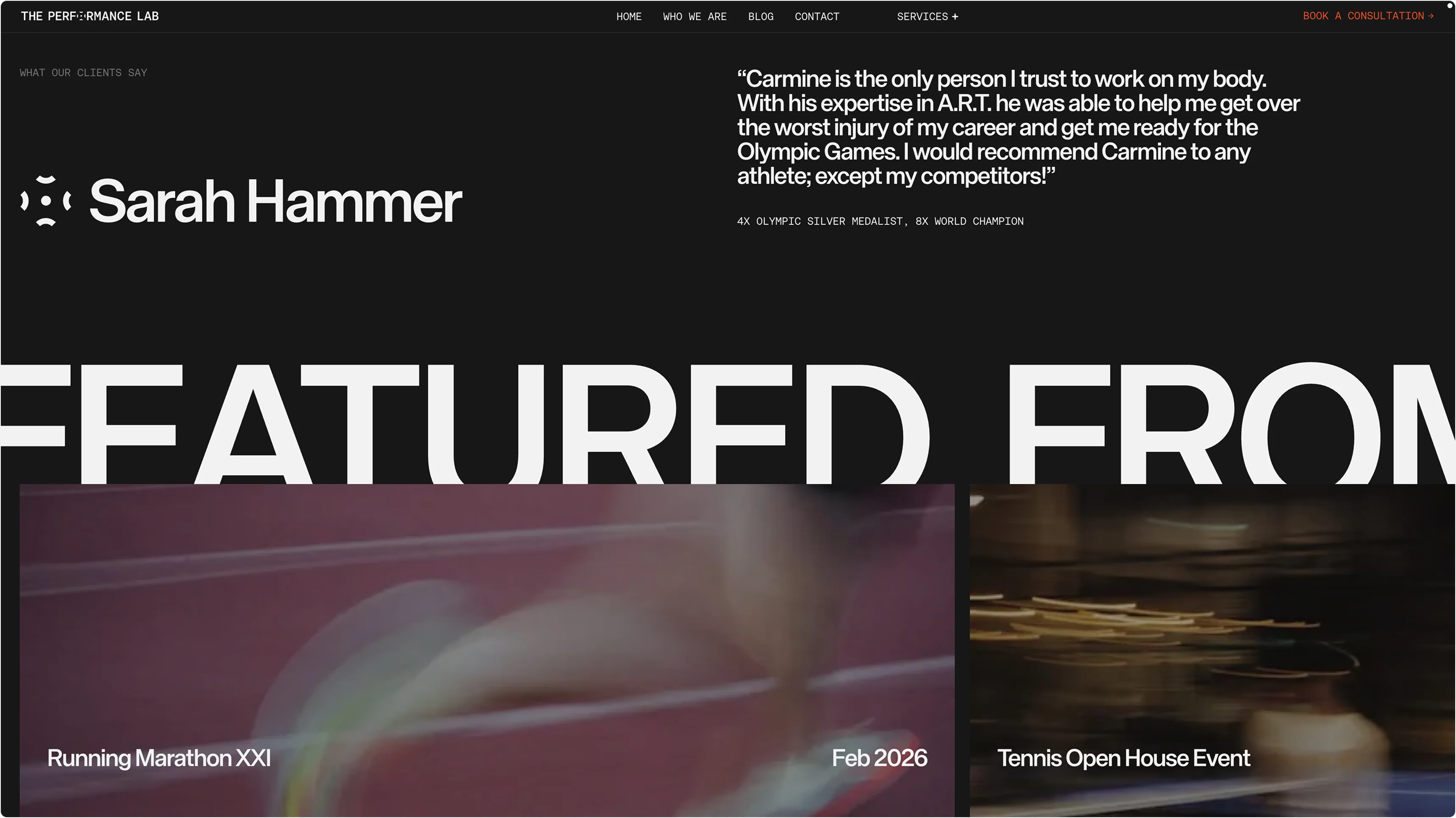 The Performance Lab homepage